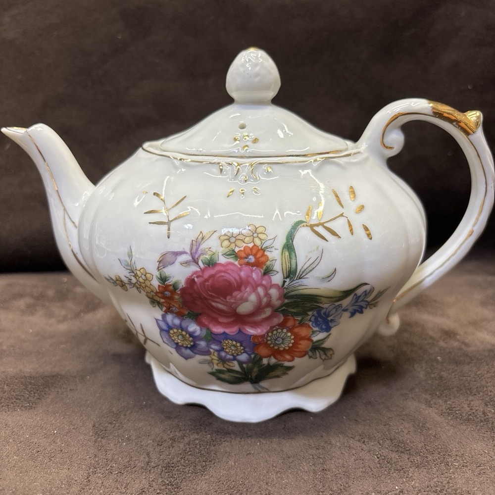 Vintage Porcelain Music Box Teapot "Tea For Two" - Japan